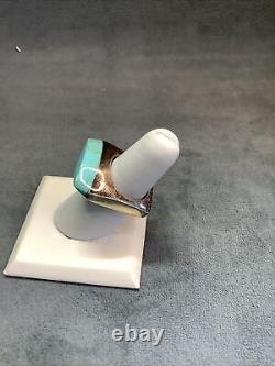 Vintage Sterling Silver Turquoise Ring Made In Mexico, Size 8.5.09 Oz. 03 Kg