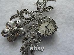 Vintage Swiss Made Frank's Sterling Silver Mechanical Wind Up Brooch Pin Watch