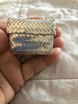 Vintage Taxco Mexico Large Sterling Silver Hand Made Woven Pill/ Trinket Box