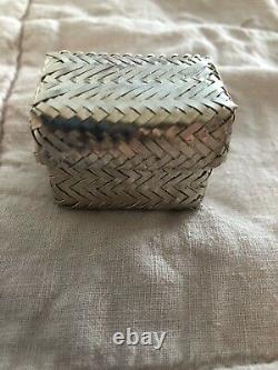 Vintage Taxco Mexico Large Sterling Silver Hand Made Woven Pill/ Trinket Box