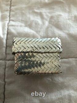 Vintage Taxco Mexico Large Sterling Silver Hand Made Woven Pill/ Trinket Box