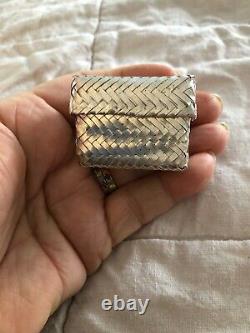 Vintage Taxco Mexico Large Sterling Silver Hand Made Woven Pill/ Trinket Box