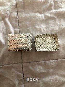 Vintage Taxco Mexico Large Sterling Silver Hand Made Woven Pill/ Trinket Box