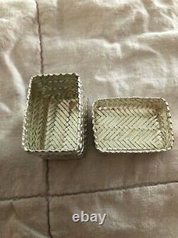 Vintage Taxco Mexico Large Sterling Silver Hand Made Woven Pill/ Trinket Box