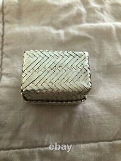 Vintage Taxco Mexico Large Sterling Silver Hand Made Woven Pill/ Trinket Box