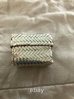 Vintage Taxco Mexico Large Sterling Silver Hand Made Woven Pill/ Trinket Box