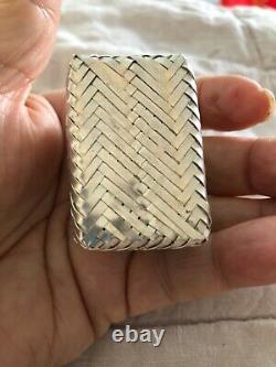 Vintage Taxco Mexico Large Sterling Silver Hand Made Woven Pill/ Trinket Box