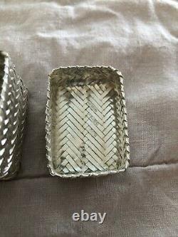 Vintage Taxco Mexico Large Sterling Silver Hand Made Woven Pill/ Trinket Box