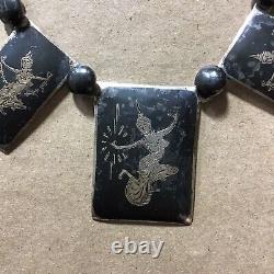 Vintage Thai Sterling Silver Choker/ Necklace Made In Siam, Thai Dancers