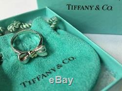 Vintage Tiffany & Co. Sterling Silver & 18K Gold Bow Ring 4g Size 6 Made in USA