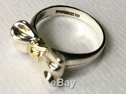 Vintage Tiffany & Co. Sterling Silver & 18K Gold Bow Ring 4g Size 6 Made in USA