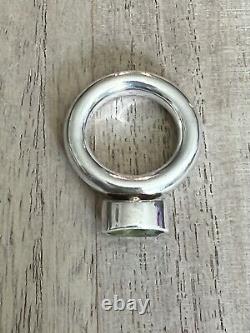 Vintage Tina Engell Sterling Silver Peridot Modern Style Artisan Made Ring
