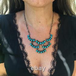 Vintage Turquoise Necklace made by Mathilda Benally Sterling Silver Necklace