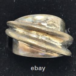 Vintage USA Made Sterling SIlver Unique Swirl Design Bold Look Ring sz 6.5