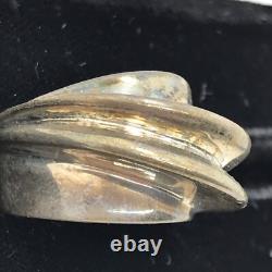 Vintage USA Made Sterling SIlver Unique Swirl Design Bold Look Ring sz 6.5