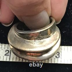 Vintage USA Made Sterling SIlver Unique Swirl Design Bold Look Ring sz 6.5