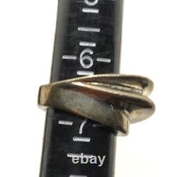 Vintage USA Made Sterling SIlver Unique Swirl Design Bold Look Ring sz 6.5