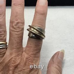 Vintage USA Made Sterling SIlver Unique Swirl Design Bold Look Ring sz 6.5
