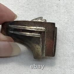 Vintage USA Made Sterling SIlver Unique Triangle Design Bold Look Ring sz 7