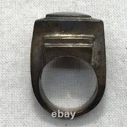 Vintage USA Made Sterling SIlver Unique Triangle Design Bold Look Ring sz 7