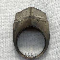 Vintage USA Made Sterling SIlver Unique Triangle Design Bold Look Ring sz 7