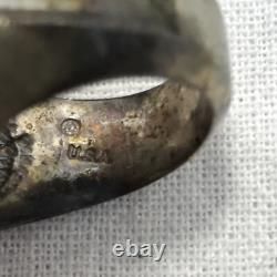 Vintage USA Made Sterling SIlver Unique Triangle Design Bold Look Ring sz 7