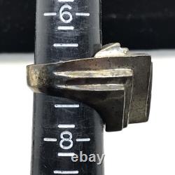 Vintage USA Made Sterling SIlver Unique Triangle Design Bold Look Ring sz 7