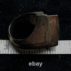 Vintage USA Made Sterling SIlver Unique Triangle Design Bold Look Ring sz 7