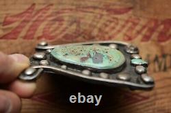 Vintage Unique Hand Made Sterling Silver Large Turquoise Belt Buckle