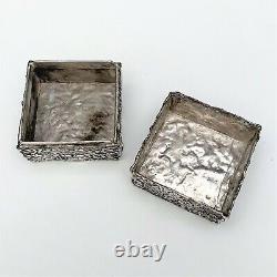 Vintage Unknown Artisan Made Sterling Silver Brutalist Style Cube Trinket Box