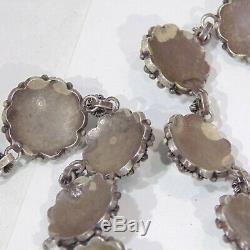 Vintage handmade silver filigree rosettes necklace Made in French Indochina 93g