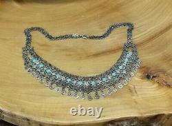 Vintage sterling silver & Turquoise collar necklace. 12 Tribes. Made in Israel