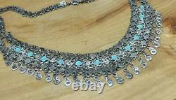 Vintage sterling silver & Turquoise collar necklace. 12 Tribes. Made in Israel