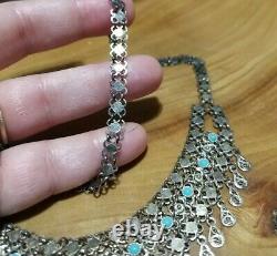 Vintage sterling silver & Turquoise collar necklace. 12 Tribes. Made in Israel