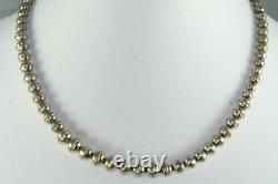 Vtg 1970's Han Made Southwest Sterling Silver 18 Inch Bead Necklace