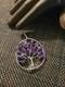 Vtg Artisan Made Sterling Silver Wire Amethyst Purple Glass Tree Of Life Pendant