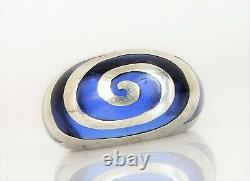 Vtg Beautiful Custom Made Sterling Silver Cobalt Blue Glass Inlay Spiral Ring