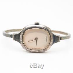 Vtg Golana 925 Sterling Silver Swiss Made Wrist Watch Bangle Bracelet 6 1/4