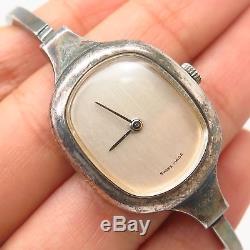 Vtg Golana 925 Sterling Silver Swiss Made Wrist Watch Bangle Bracelet 6 1/4