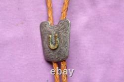 Vtg Hand Made Sterling Silver Lucky Horseshoe Cowboy Cowgirl Western Bolo Tie