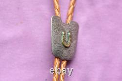 Vtg Hand Made Sterling Silver Lucky Horseshoe Cowboy Cowgirl Western Bolo Tie