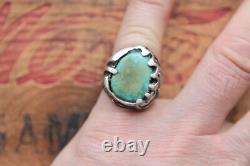 Vtg Hand Made Sterling Silver Turquoise Ring 20.8 g Size 9.25