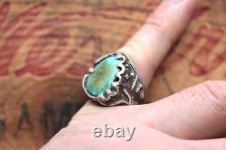 Vtg Hand Made Sterling Silver Turquoise Ring 20.8 g Size 9.25
