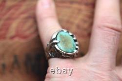 Vtg Hand Made Sterling Silver Turquoise Ring 20.8 g Size 9.25