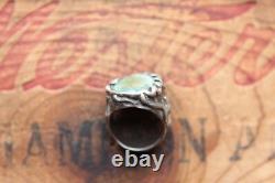 Vtg Hand Made Sterling Silver Turquoise Ring 20.8 g Size 9.25
