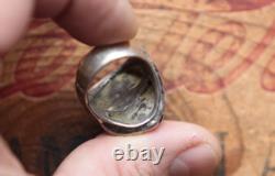 Vtg Hand Made Sterling Silver Turquoise Ring 20.8 g Size 9.25