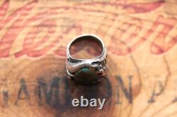 Vtg Hand Made Sterling Silver Turquoise Ring 20.8 g Size 9.25