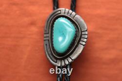 Vtg Henry Yazzie Hand Made Sterling Silver Native American Turquoise Bolo Tie