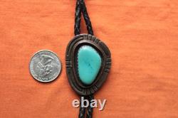 Vtg Henry Yazzie Hand Made Sterling Silver Native American Turquoise Bolo Tie