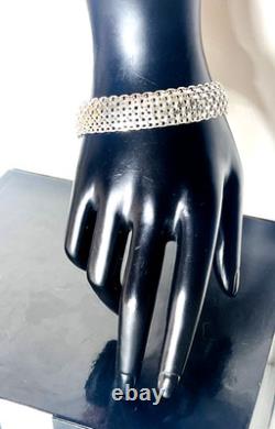 Vtg Milor Bracelet 925 Sterling Silver Flexible 1/2 Wide 8 Long Made in Italy